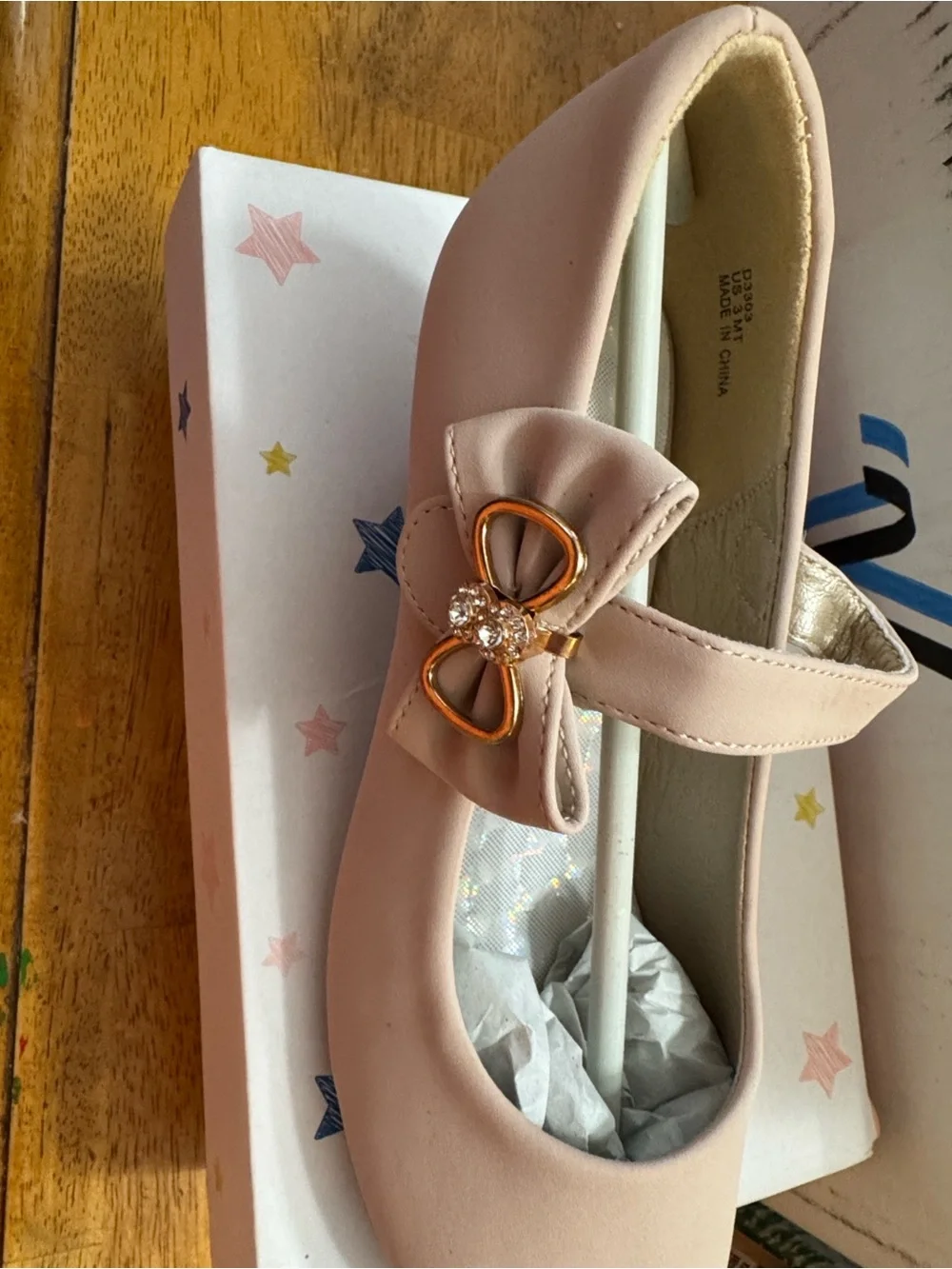 Annie Pink Bow Mary Jane Dress Shoes with Gem Accent